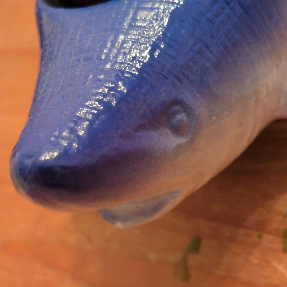 Blue and White Shark Aquarium Ornament